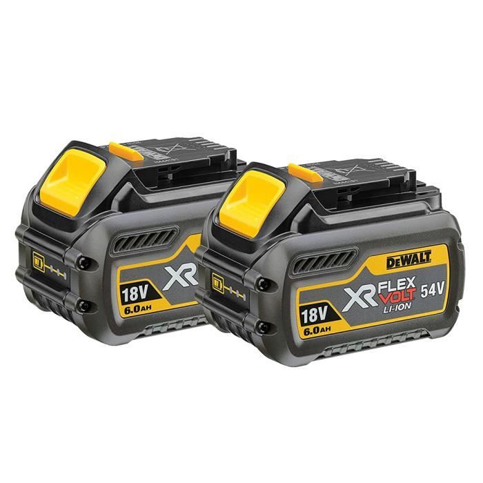 Pack De 2 Batteries XR Flexvolt Li-Ion 18 - 54 V 6 Ah + Chargeur Double - DEWALT - DCB132T2