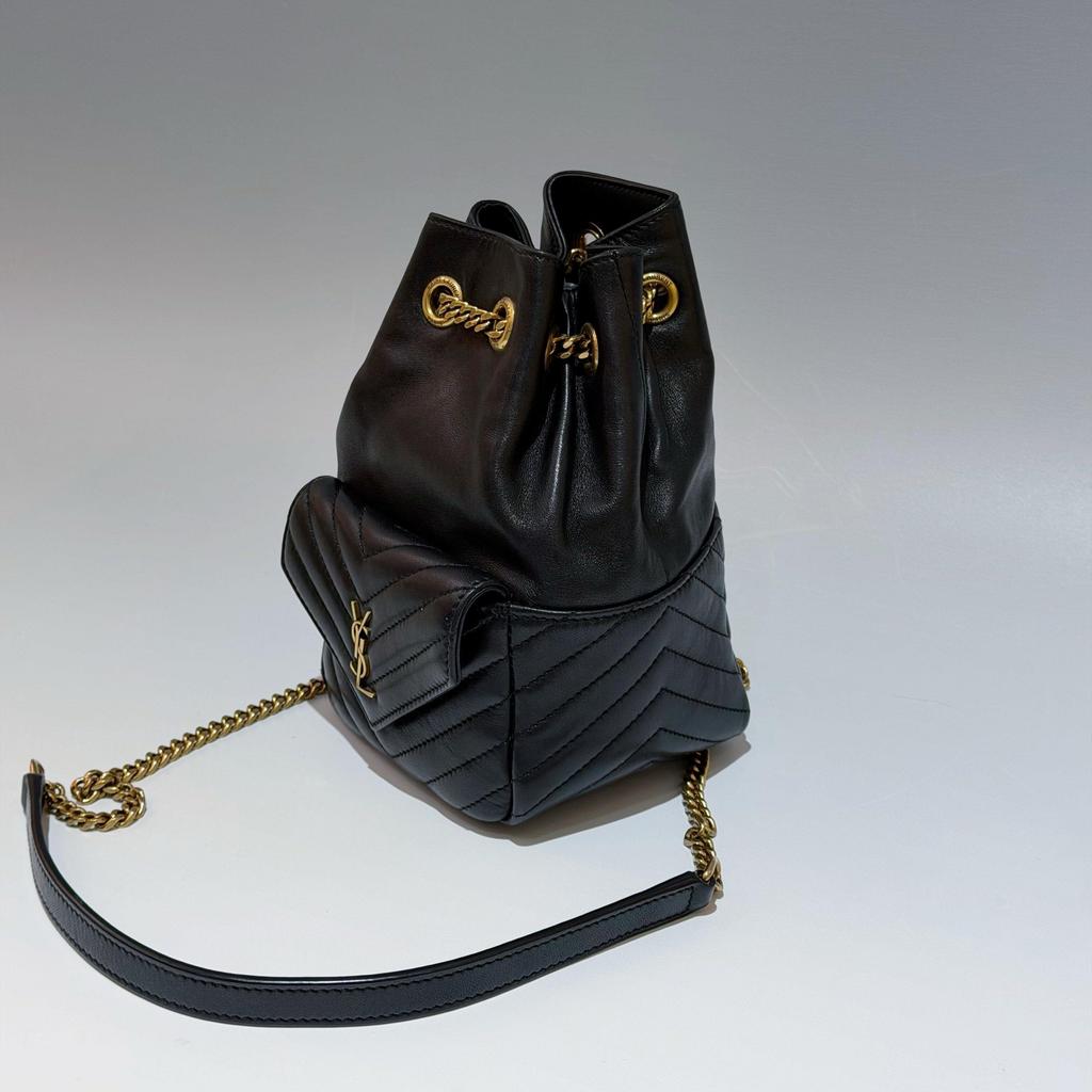 [Pre-Owned] Saint Laurent Joe Chevron Bucket Bag 'Black' - Excellent #PBMPZQ