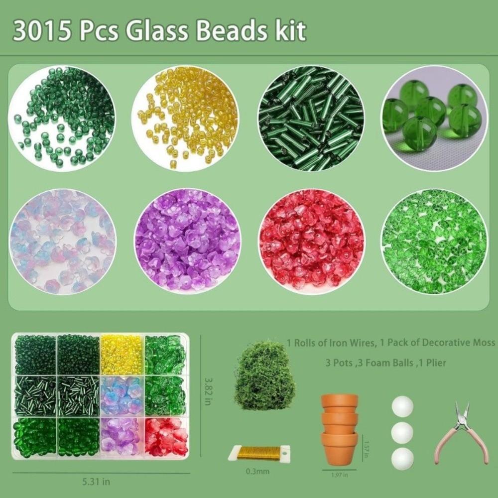 Self-make Beaded Flower Leaf Craft Set Succulent Cactus Glass Bead Floral Craft Box Jewelry Making