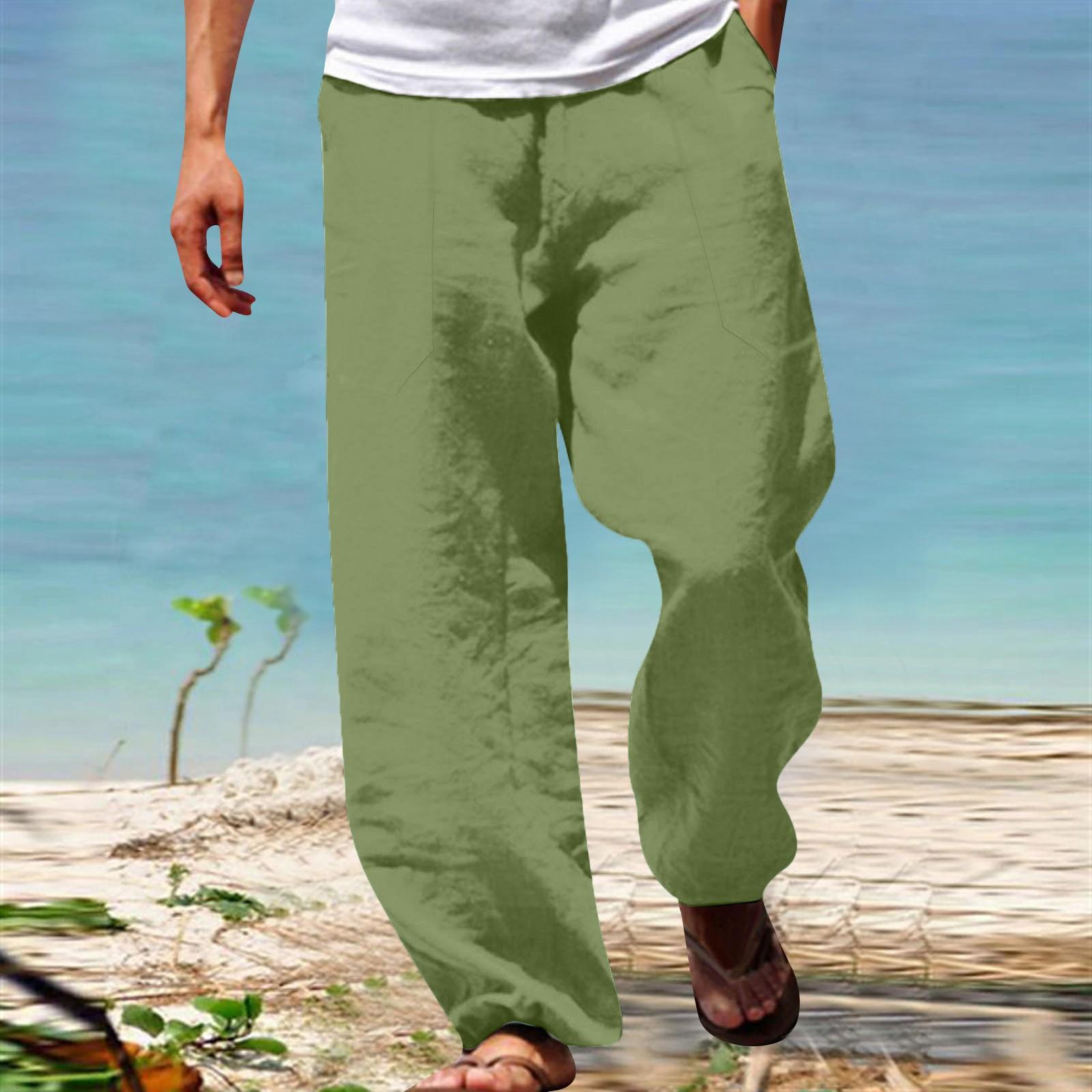 

Linen Clothing For Men Natural Linen Pants For Men Contemporary Comfortable Quality Soft Linen Pocket Color Trousers XXXL