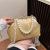 Geantă de mână Fashi pentru femei din tul pe umăr - Plic de seară cu curea de perle, Geantă de mireasă pentru petrecerea de nuntă Accesorii elegante pentru cină Cadou