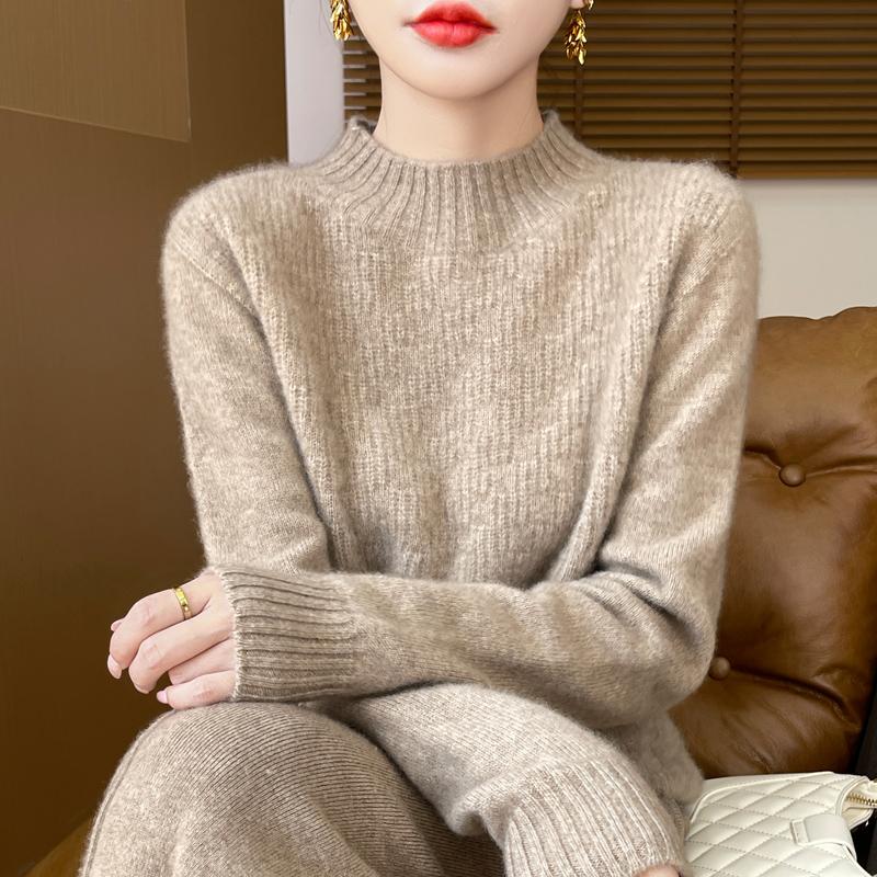 Women's cashmere sweater Qinghe cashmere 30% cashmere 70% wool autumn and winter pullover warm and fashionable