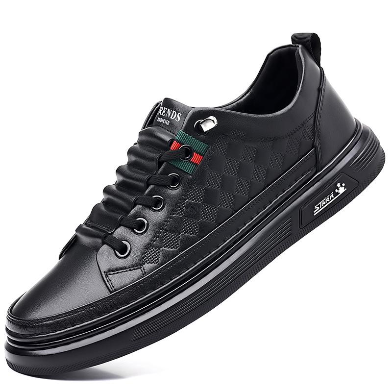 Men's Trendy Spring Genuine Leather Breathable Non-Slip Casual Slip-On Sneakers with Soft Sole
