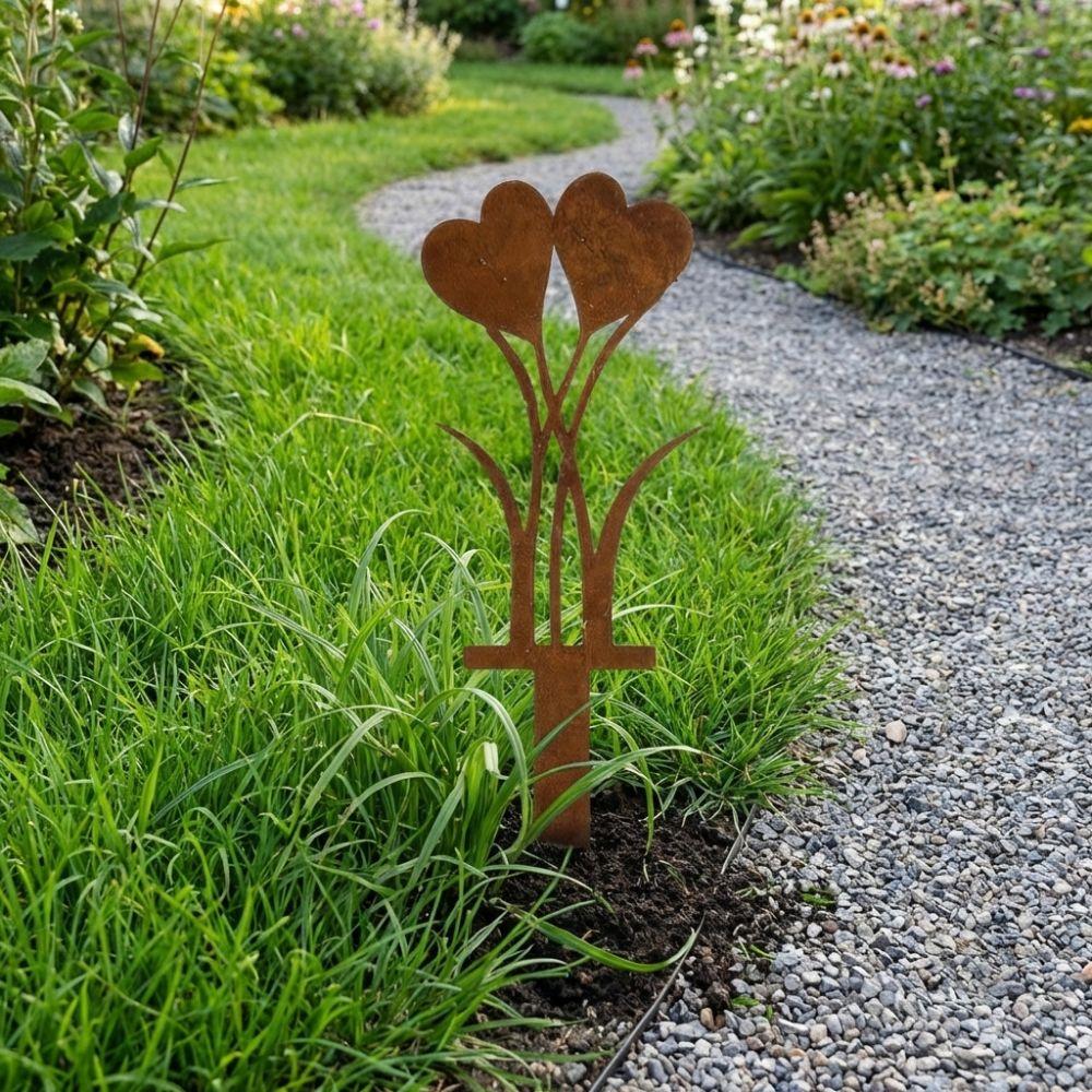 Rustikale herzförmige Metallpfähle 2D-Wegakzentpfahl Eisenherz Gartendekoration Thanksgiving