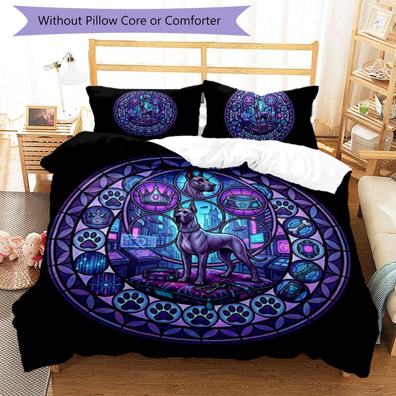 Cyberpunk Canine Kingdom Pattern Bedding,Quilt Set Quilt Cover Pillowcase Home Birthday Gift (1 * duvet cover + 2 * pillowcase, without core)