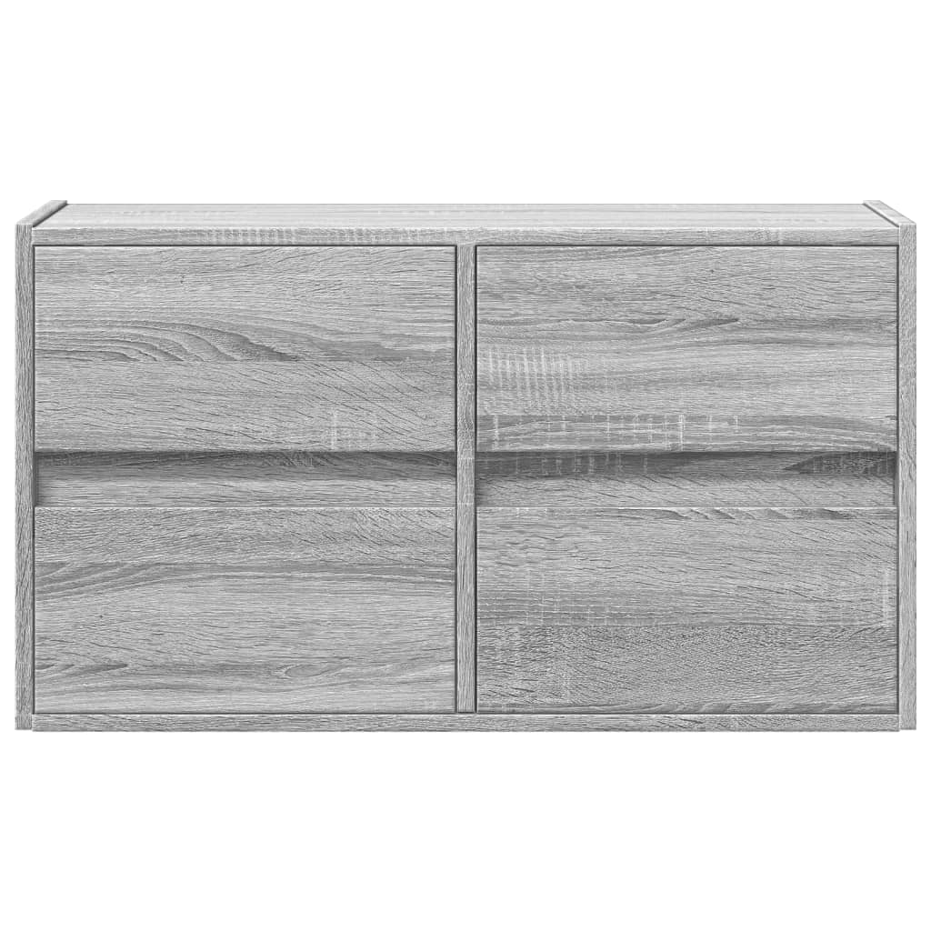 Wall Mounted TV Cabinet with LED Lighting Grey Sonoma 80 x 31 x 45 cm