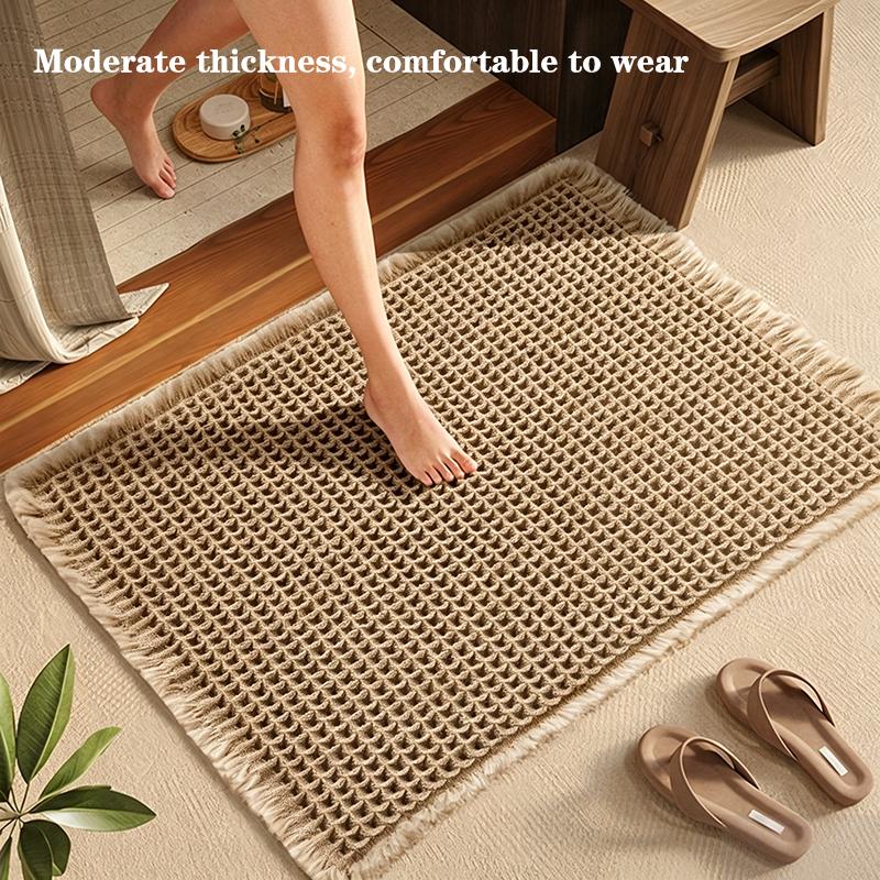 Waffle Bathroom Mat Non Slip Absorbent Bath Rug Soft Quick Dry Washable Doormat for Toilet Shower