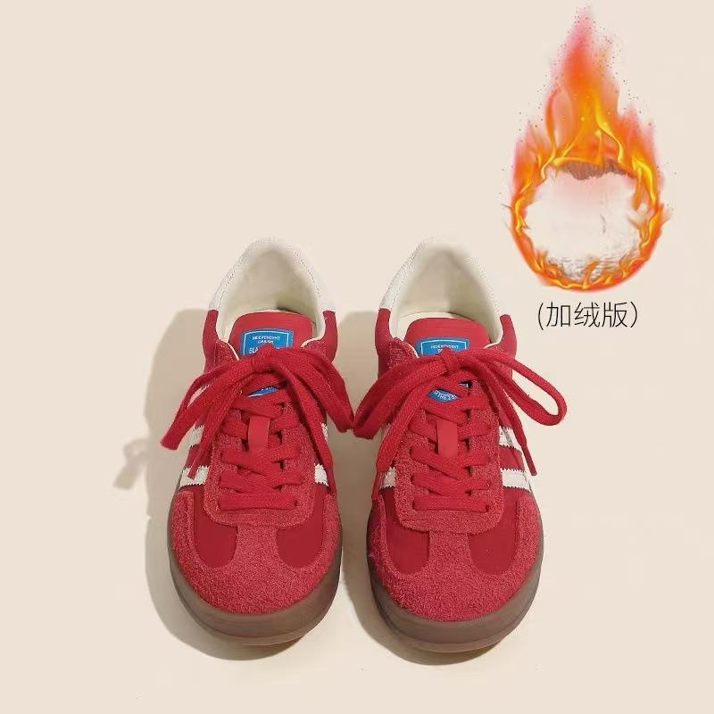 Retro style shoes striped lace-up casual women's shoes versatile leather splicing