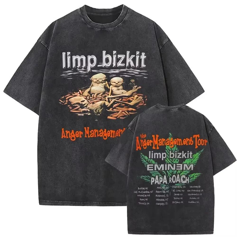 Rocková Kapela Limp Classic Album Plakát Bizkit Grafický Potisk Tričko Pánské Dámské Prané Vintage Streetwear Hip Hop Ležérní Oversize Tričko
