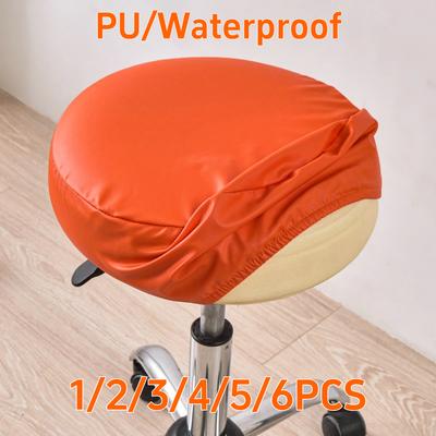 Wasserdichte PU Runde Hockerabdeckung Elastische Barhocker Sitzbezug Waschbarer Runder Stuhlbezug Für Zuhause Salon