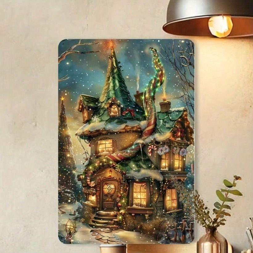 Vintage Christmas Tin Sign 8x12 Inch Metal Poster for Home Cafe Library Wall Decor