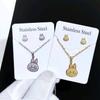 Korean-Style Sweet Cute Fabric Necklace & Titanium Steel Earrings Set