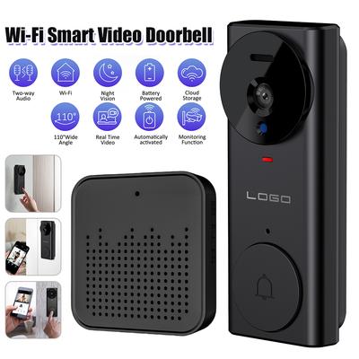 2.4G Wi-Fi Wireless Video Doorbell 110° Wide Angle Night Vision Intelligent Video Intercom Doorbell for Home Office Accessories