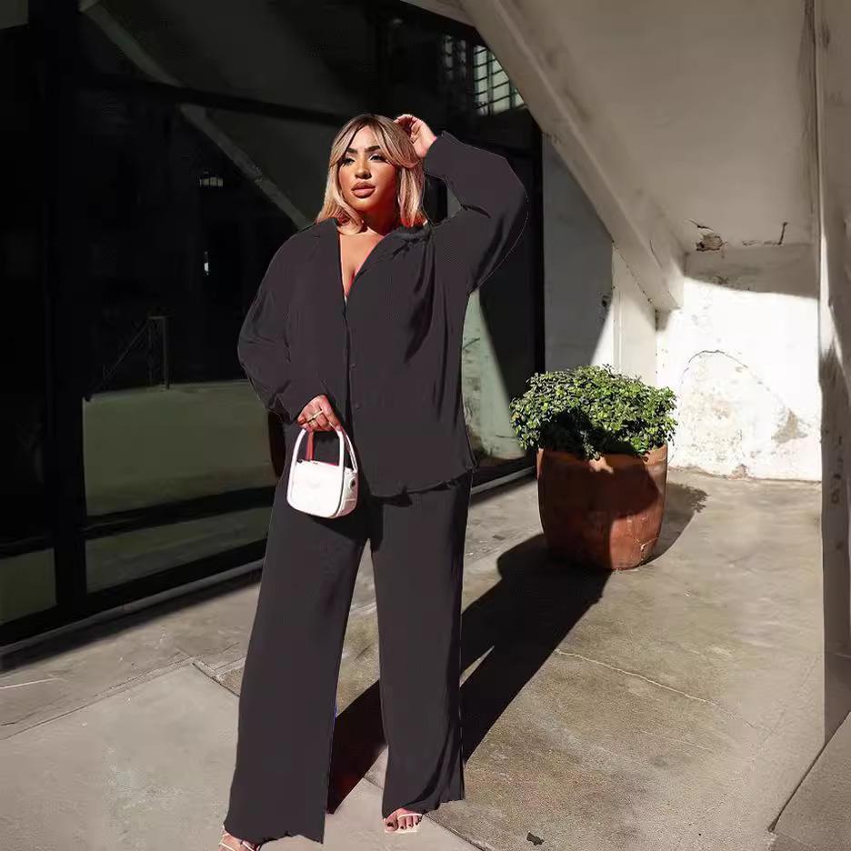 EU & US Women's Sexy Pleated Loose Casual Multi-color Set - Orange