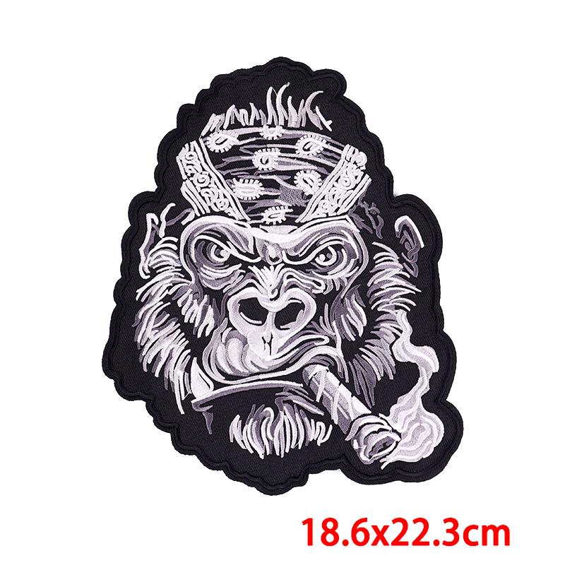 Punk Animal Large Embroidery Patch Iron On Patches For Clothing Thermoadhesive Patches On Clothes Sewing Patch For Jacket Back