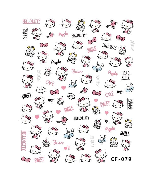 Sanrio KT Katt Nageldekaler: Söt hjärt- och animestils telefondekor.