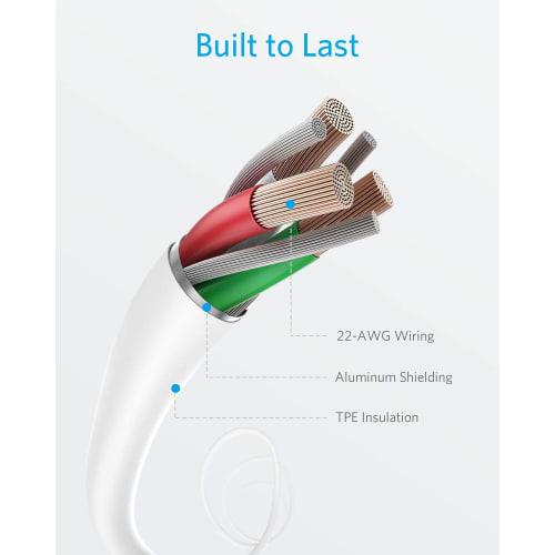 Anker PowerLine II Lightning USB Cable MFi Certified Ultra Durable Compatible with iPhone 14 / 13 / 12 / SE (3rd Generation) / iPad (0.9m White x 3)