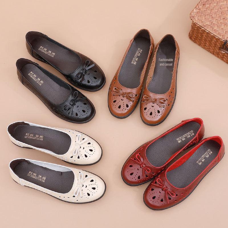 Spring Soft Sole Leather Sandals | Non-Slip Breathable Flats for Women & Seniors
