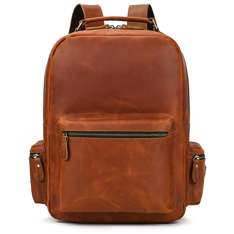 Vintage Crazy Horse Leder Rucksack für Damen und Herren - Echte Leder Reise- und Schultasche