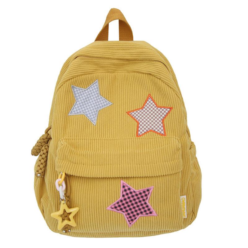 Zaino in velluto a coste, grande capacità, zaino, borsa da scuola, studente delle superiori, studente delle medie, borsa tesoro, piccolo, fresco, tinta unita