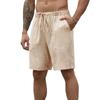 Summer Hot Sale Men's Shorts Cotton Linen Breathable Lightweight Drawstring Elastic Waist Casual Beach Style Hawaii Short Pants