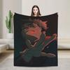 Warm Soft BlanketStudents Picnic Yuji Itadori Throw Blanket J-Jujutsu Kaisens Flannel Bedspread For Couch Chair Sofa Bed Cover