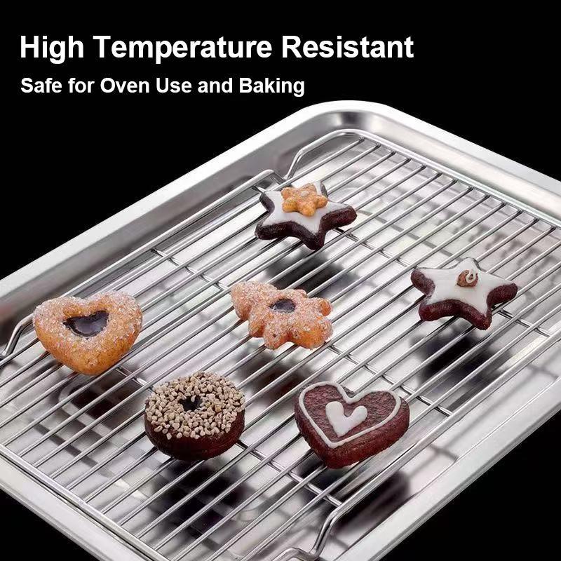 Stainless Steel Baking Tray With Removable Cooling Rack Set Non-Stickbbq Pan Tray Plate Oven Rack Cooking Roasting Dish