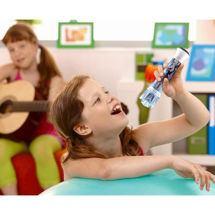 Microphone karaoké La Reine des Neiges 2 - Halo lumineux - Bleu pour enfant fille