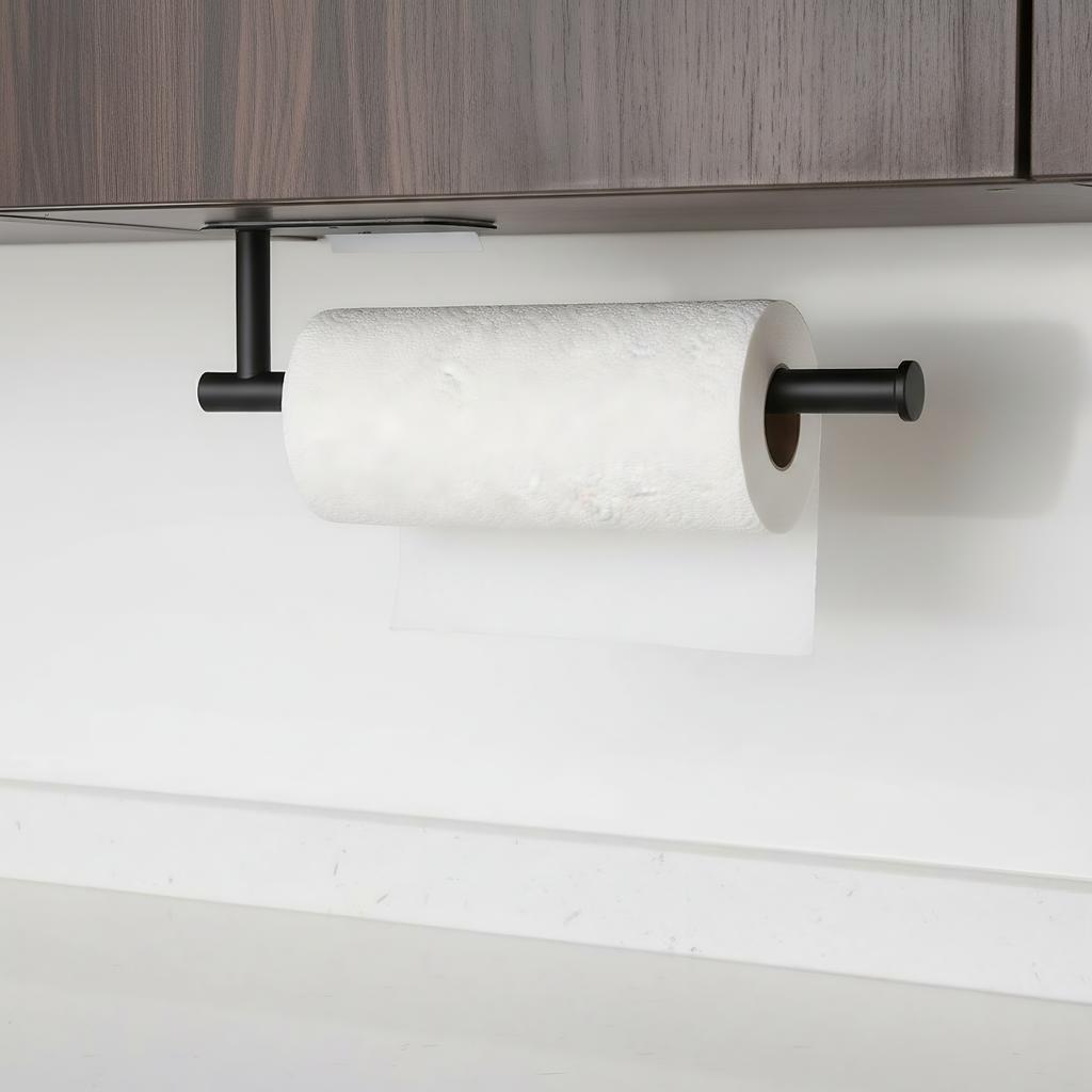 No Drill Stainless Steel Paper Towel Holder, Under Cabinet Wall Mount, Kitchen Organizer, Easy Install