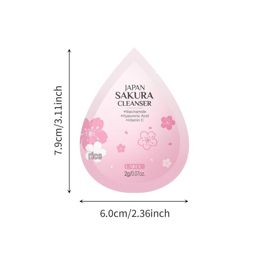 LAIKOU Japanese Cherry Blossom 4-Piece Skincare Trial Set: Cleanser, Lotion, Emulsion, Cream (2g each)