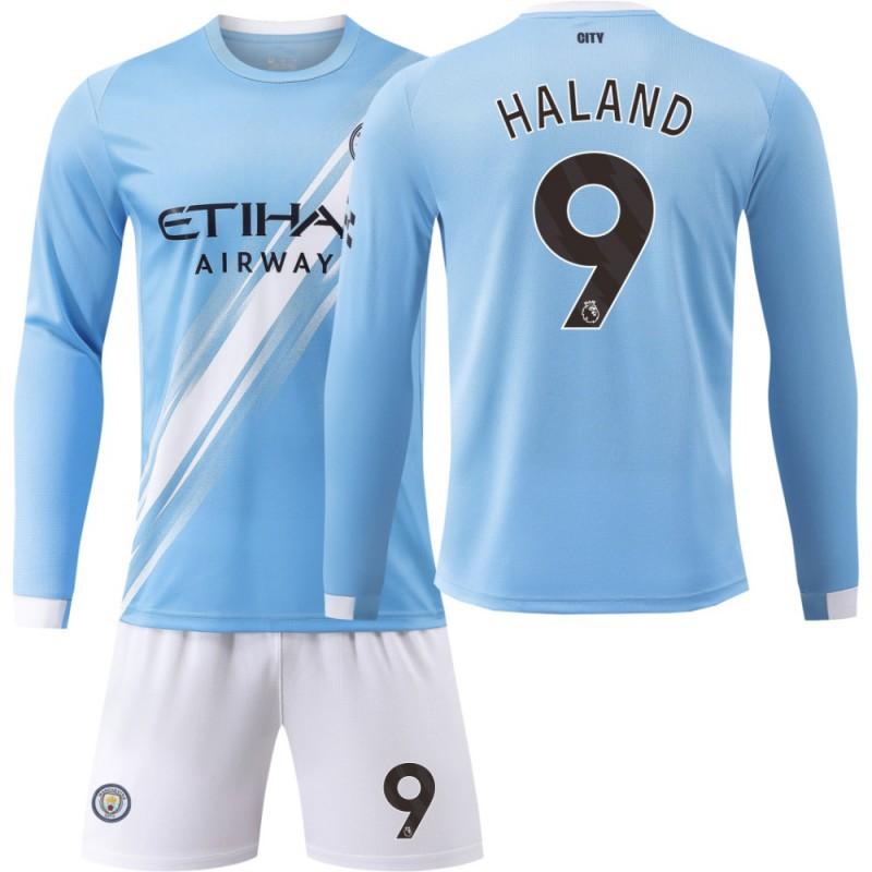 2324 Manchester City's Home Long-sleeved No. 9 Harland 17 De Braunet 10 Gralish Football Uniform Correct Jersey