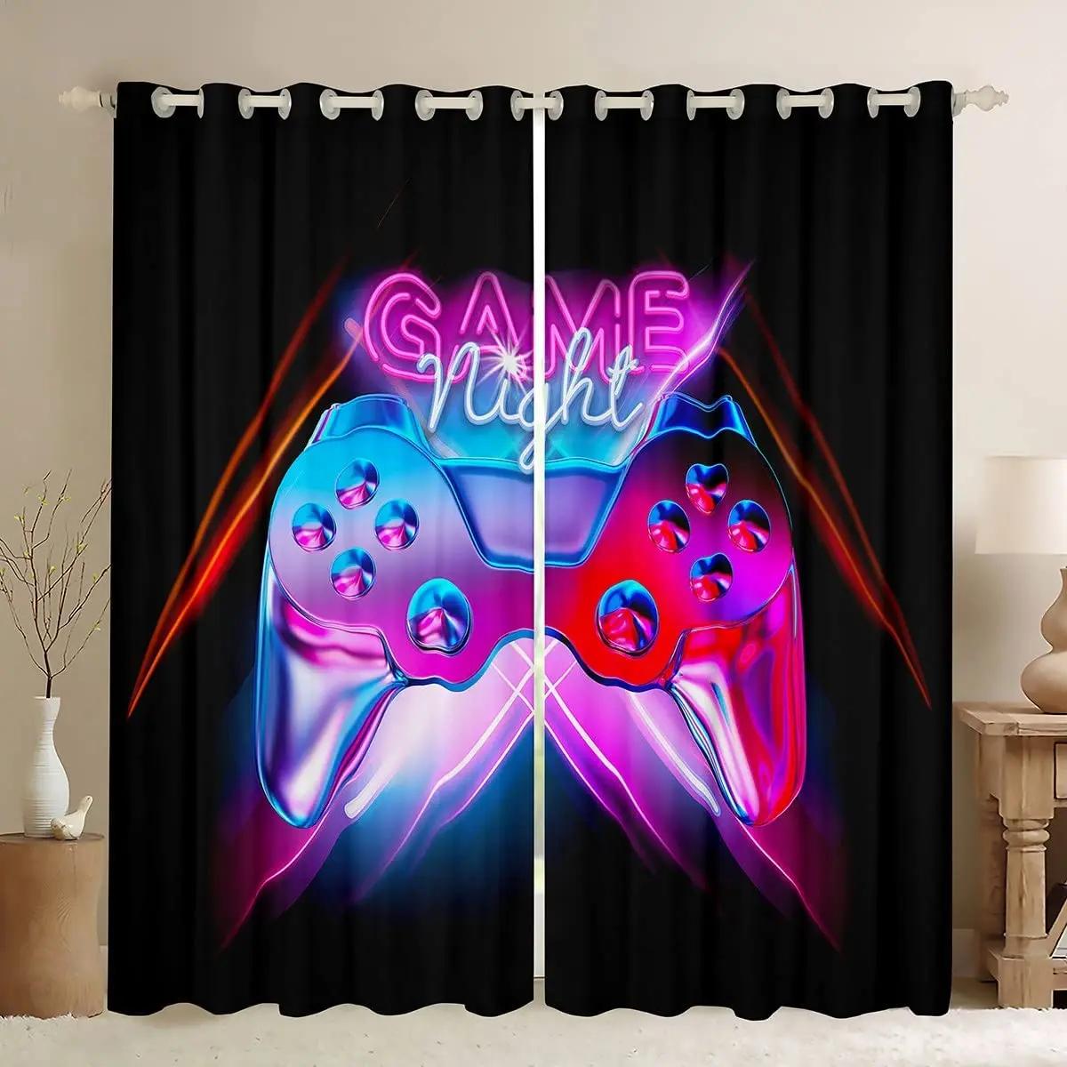 

Boys Bedroom Living Room Space Window Treatments Teens Gaming Decor Window Draperies 2Pieces for Player Refreshing Gamepad Gamer Drapes W50xH130(CM)x2pcs&HOOK