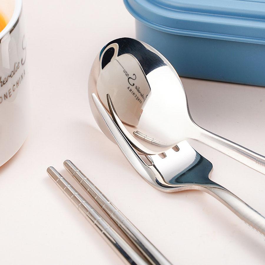 Portable Cutlery Set 304 Stainless Steel Chopsticks Fork and Spoon Tableware Set for Travel Camping Picnic Household Tool