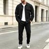 Herren Herbst Winter Freizeit Reverskragen Langarm Strickjacke Einreiher Farbe Schlanke Passform Jacke