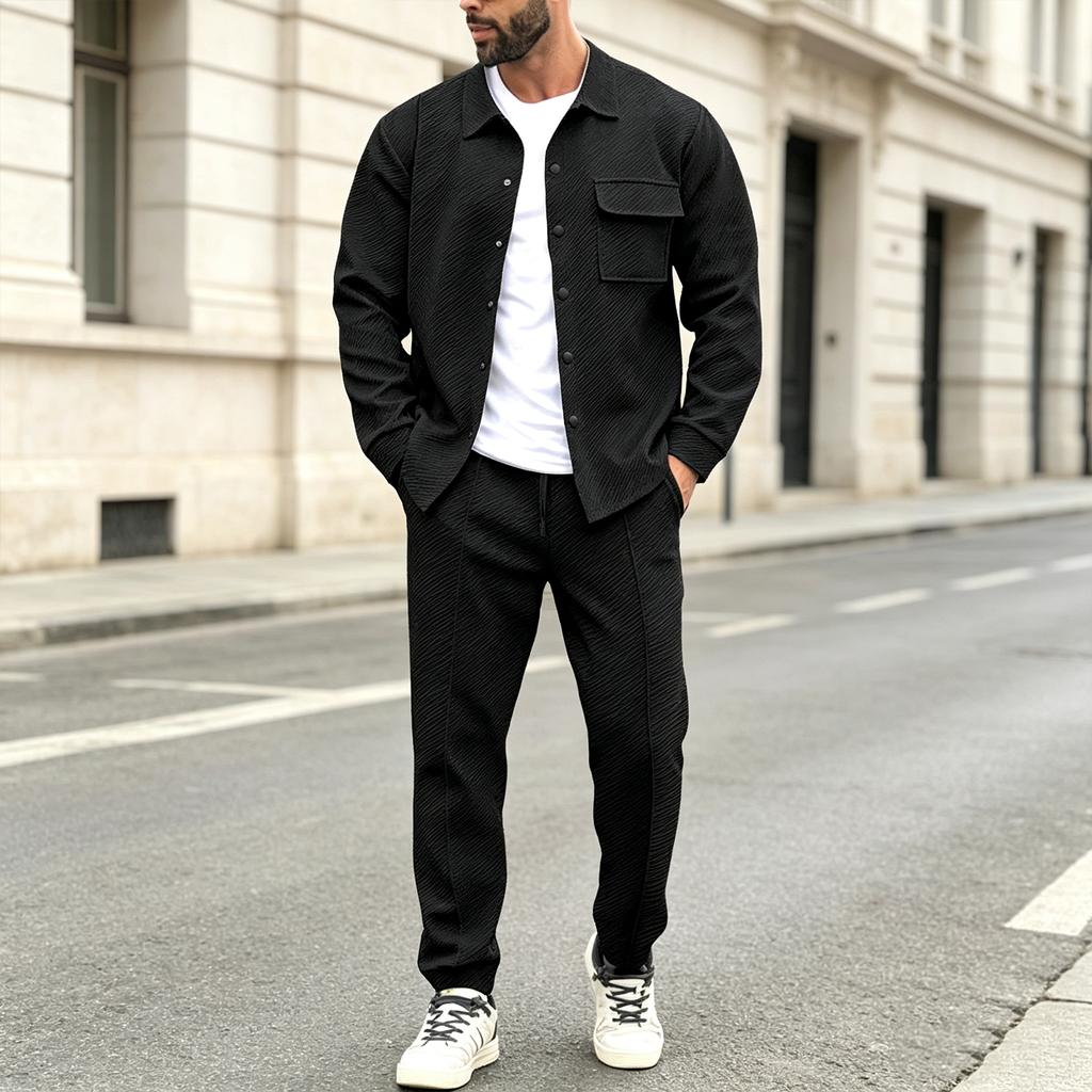 Herren Herbst Winter Freizeit Reverskragen Langarm Strickjacke Einreiher Farbe Schlanke Passform Jacke