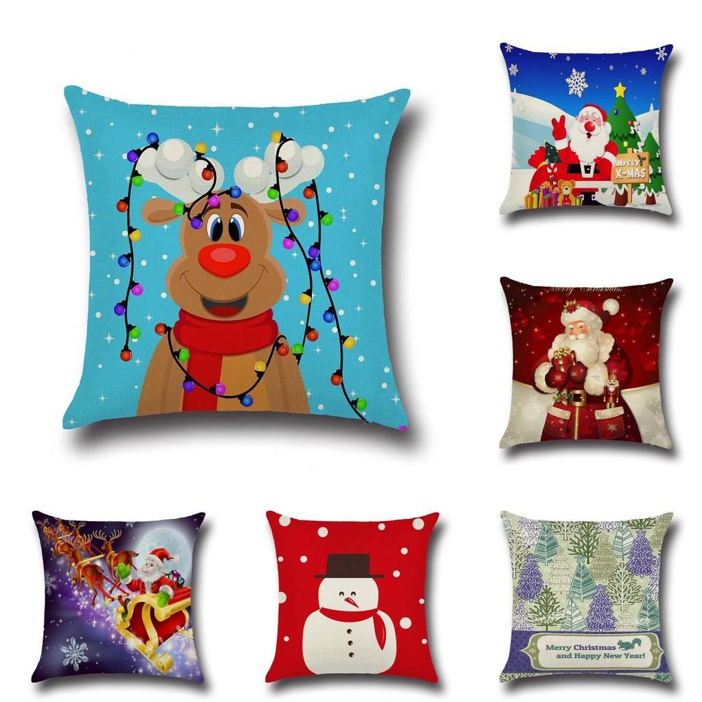 Christmas Cartoon Pillow Cover Cozy Home Office Decor Sofa Bedroom Festive Gift