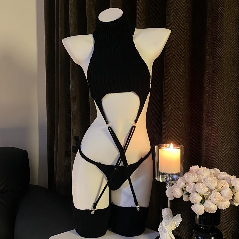 Internet celebrity pure desire backless sweater Spice girl retro turtleneck onesie erotic underwear COS two dimensions 9635