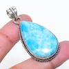 Piedra Preciosa Natural Larimar Hecho a Mano Plata de Ley 925 Colgante de Joyería 1.93" AP-15458