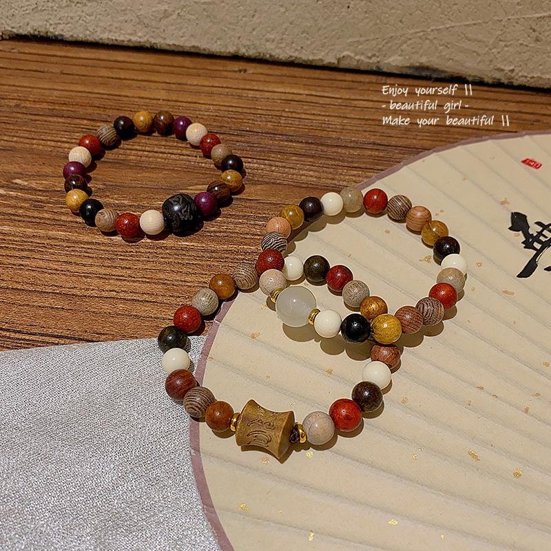 Sandalwood Multi-Bead Ethnic Zen Bracelet for Women In New Chinese Style