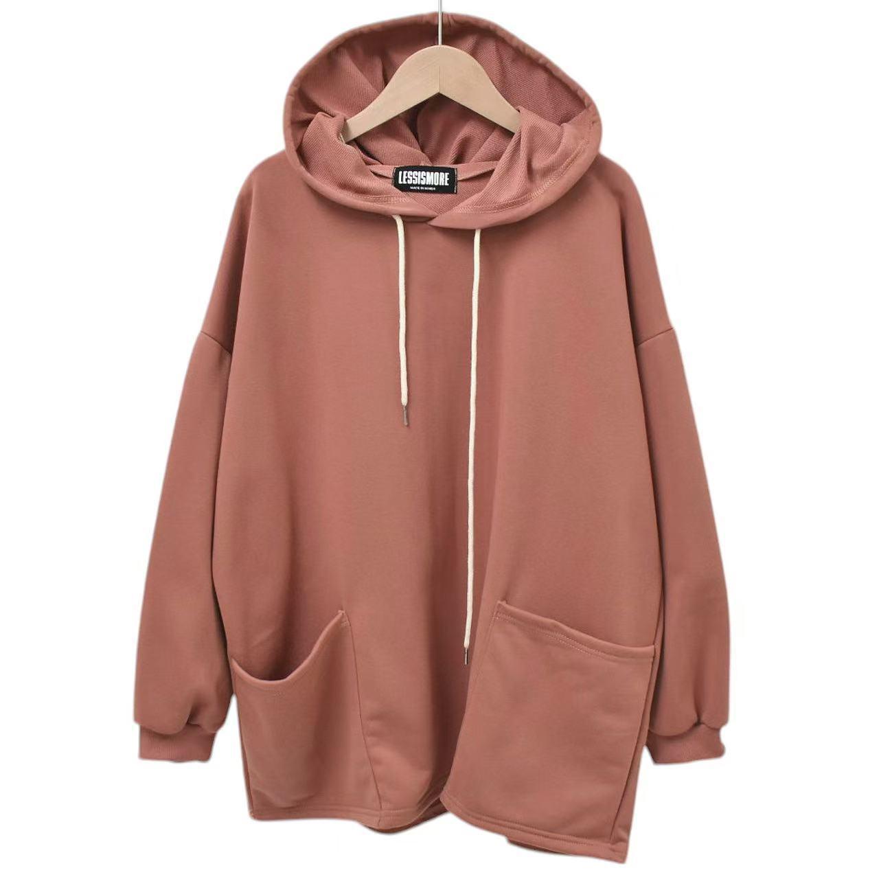 

Стильный махровый худи Дондэмун с двойными карманами - Свободный крой, повседневный для женщин больших размеров. One Size