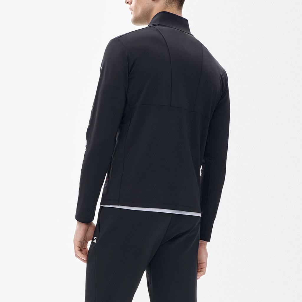 FILA Letter Logo Print Fitness Knit Jacket Men Jacket Deep-Black A11M331501A-BK