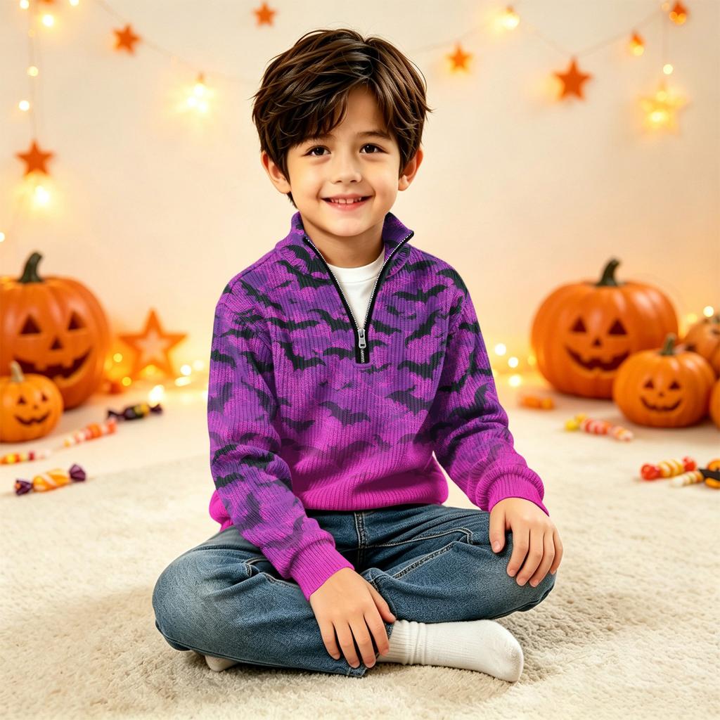 Kids Knit Halloween Print Top for Festive Occasions