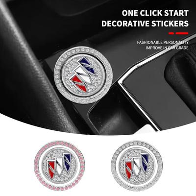Car One-Click Start Stop Engine Rhinestone Ring Circle Trims Protective Cover For Excelle GT Regal Park Avenue GL8 GL6