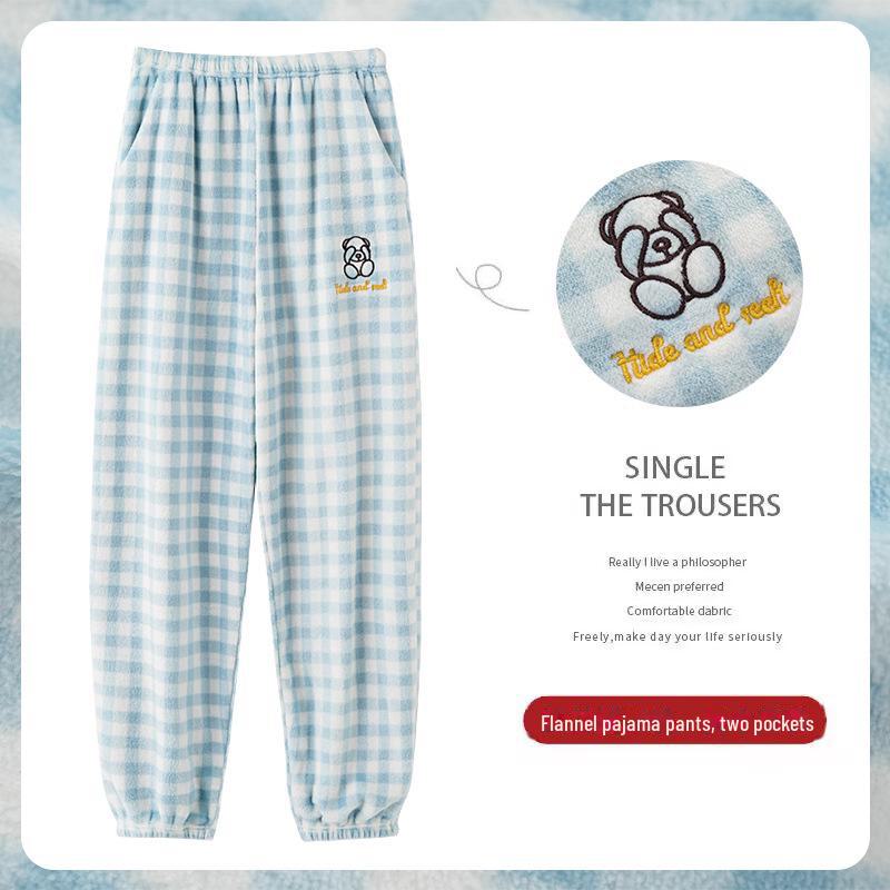 Women's Winter Plush Warm Pajama Pants - Loose, Thickened, Cozy Trousers
