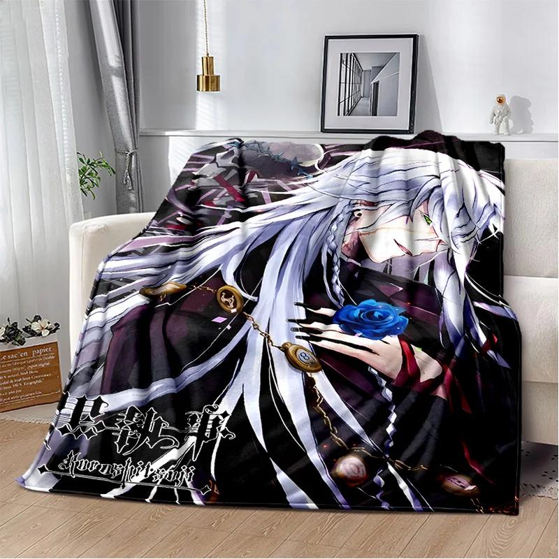 שמיכת קריקטורה אנימה תלת מימדית בלאק באטלר, שמיכת פליז רכה לבית, לחדר שינה, למיטה, לספה, לפיקניק, לנסיעות, למשרד, לכיסוי מנוחה, שמיכת ילדים