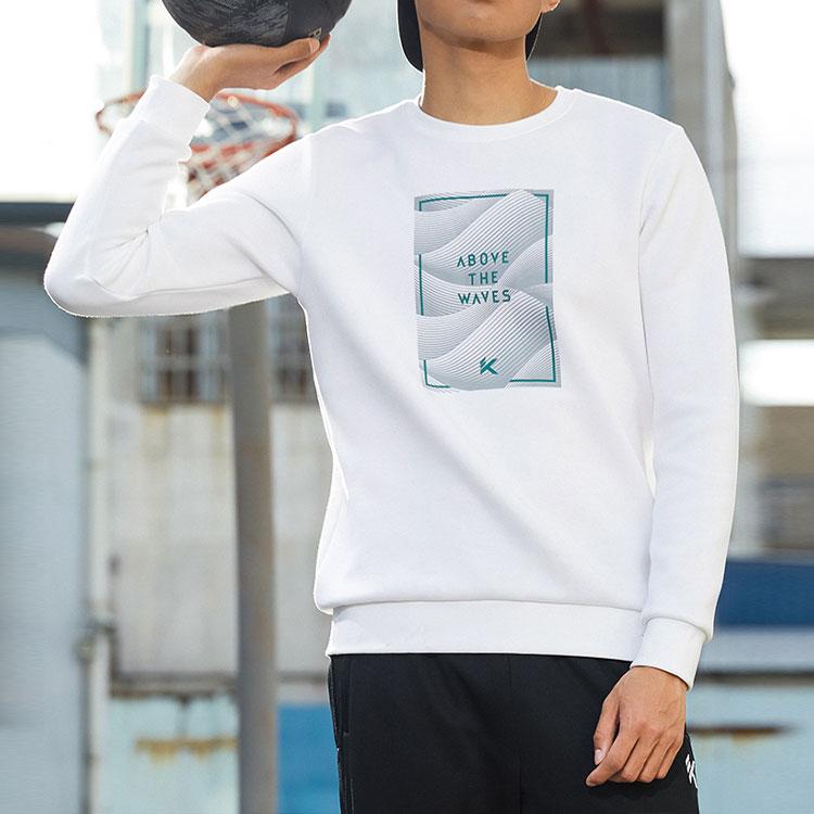 Anta Basketball Series Casual Long Sleeve Pullover Sweatshirt Men Sweatshirt Pure-White 152211717-1