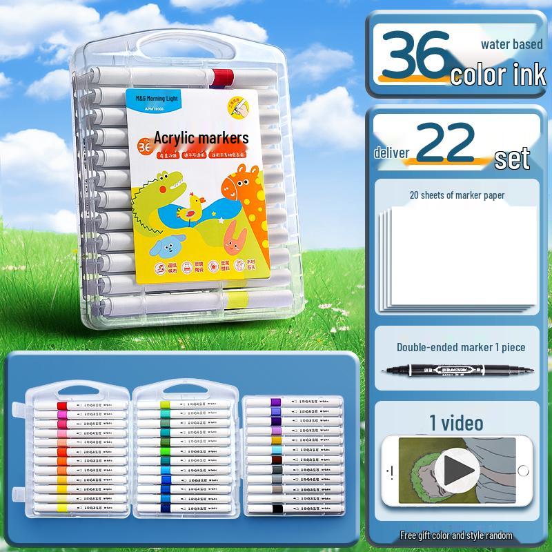 Acrylic Marker Set: Non-Toxic, Layerable, Washable, Non-Bleeding - 24 Colors for Kids