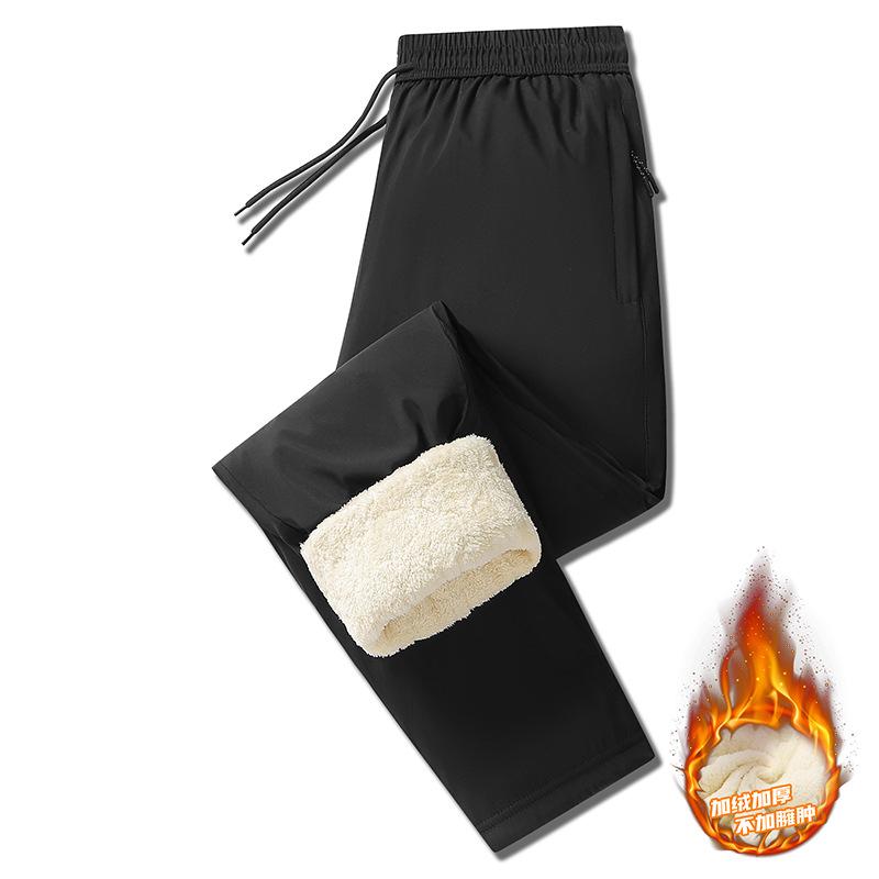 

Мужские зимние теплые спортивные брюки, водонепроницаемые уличные толстые кашемировые брюки, повседневные свободные толстые брюки большого размера со шнурком для бега L