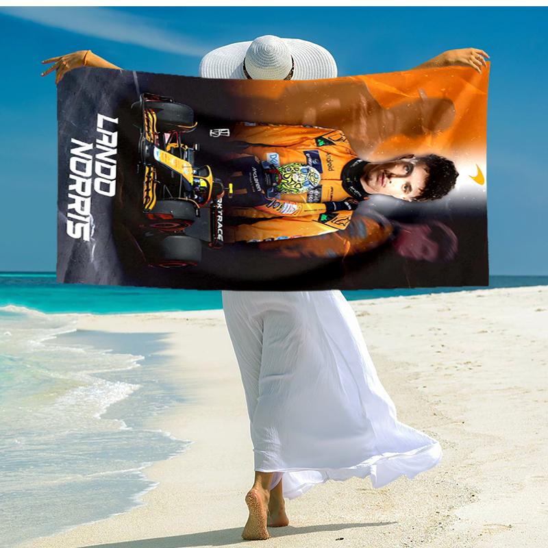 1pc Landos Norris Racing4 Beach Towel, Comfortable and Thick, and Swimming/Bath/Picnic/Camping Towel, Suitable for Seaside Beaches