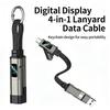 Super Fast Charging 4-In-1 Keychain Data Cable With Smart Digital Display Compatible With All Models